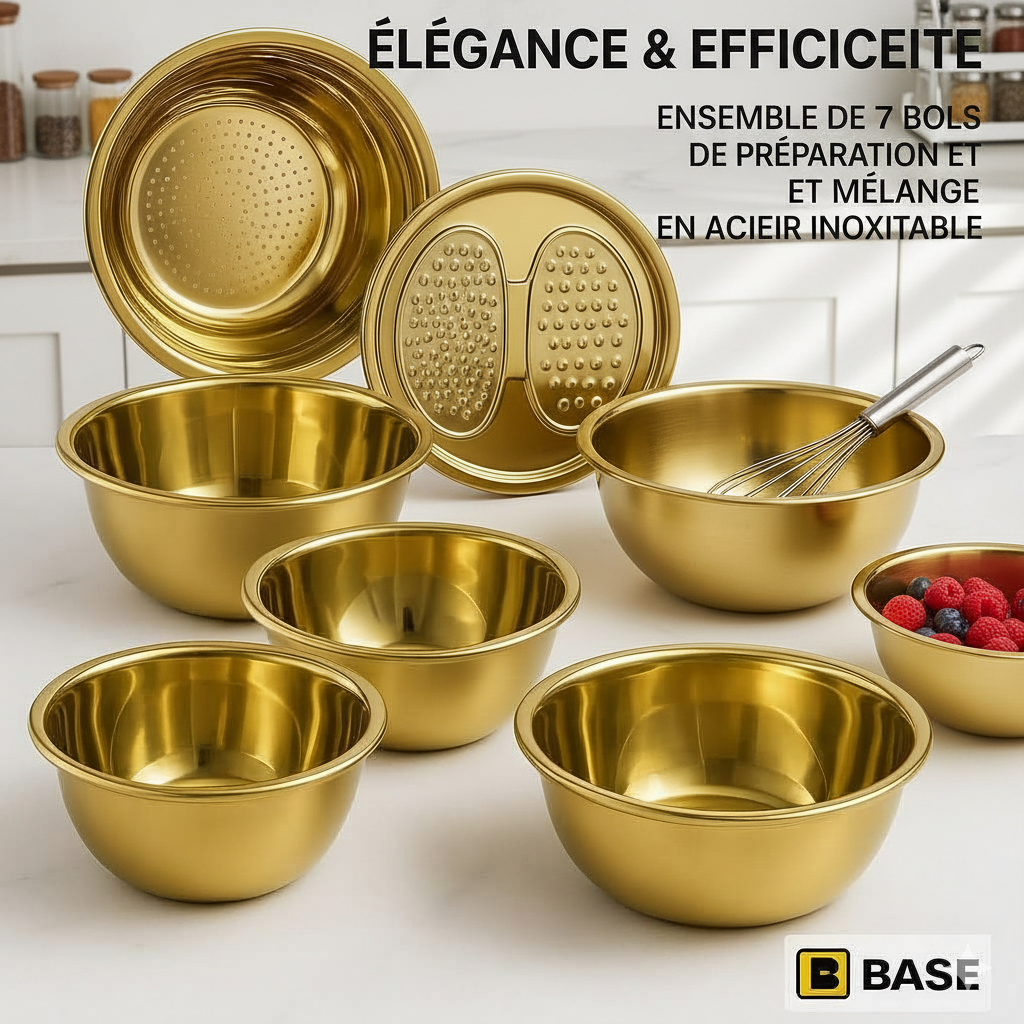 7 PCS Stainless Steel Mixing & Prep Bols Set – Doré
