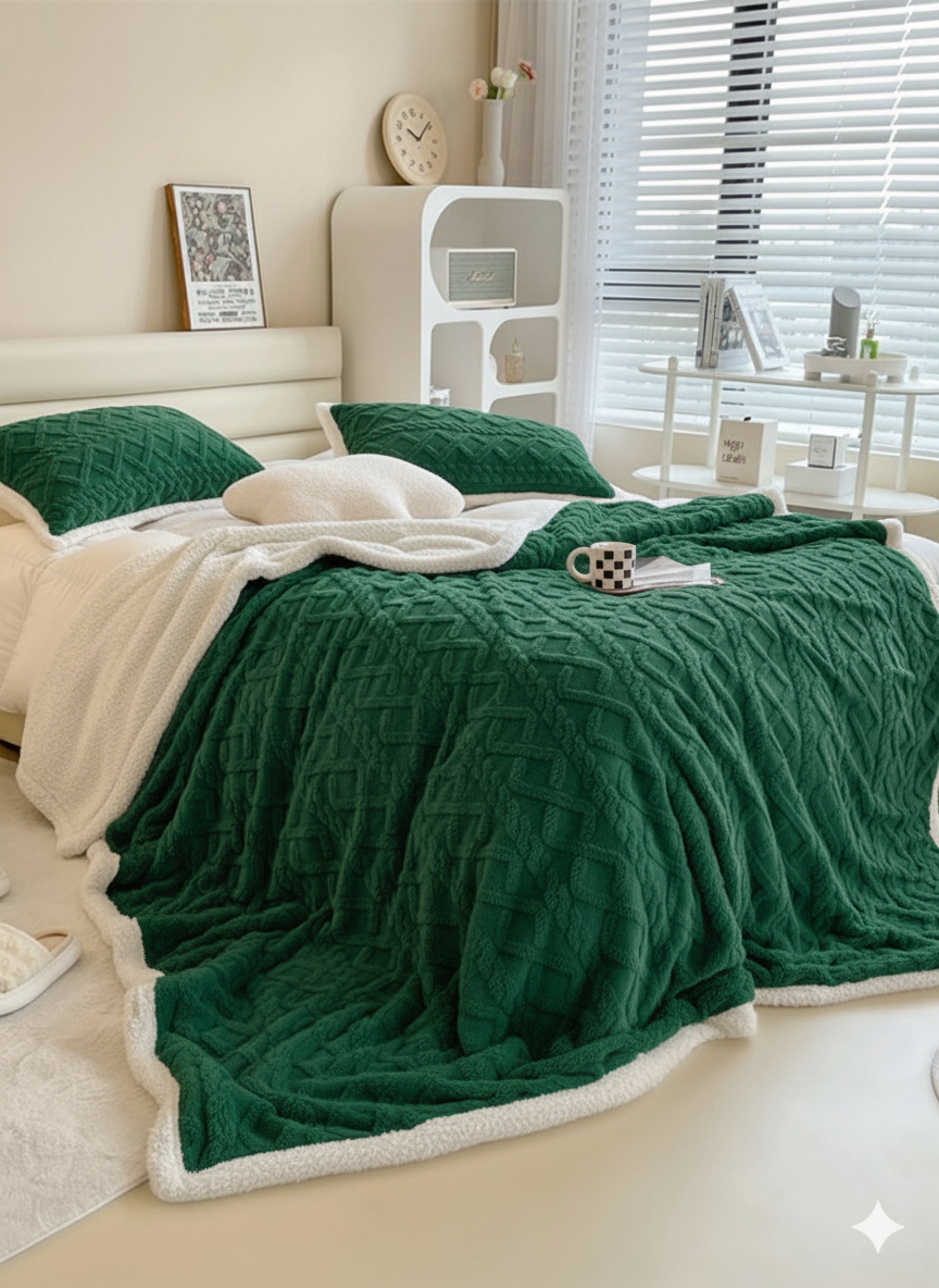 Plaid Jakar علوشة  Double Face Places Avec 2 Taies D’oreiller –210x230 Cm