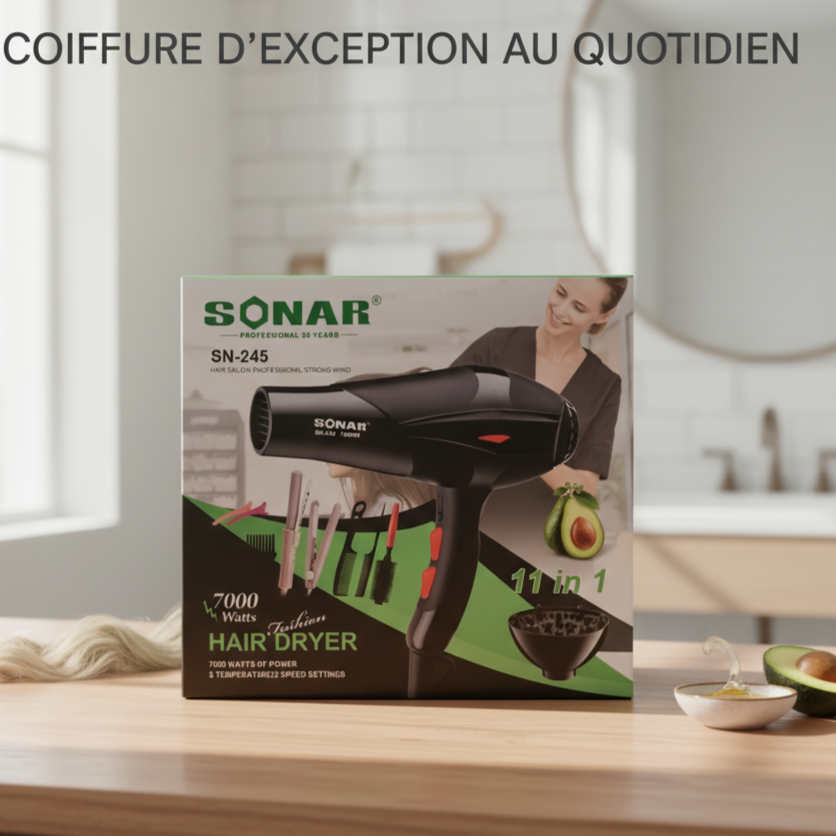 Sèche-Cheveux Professionnel SONAR 11 en 1 – 7000W