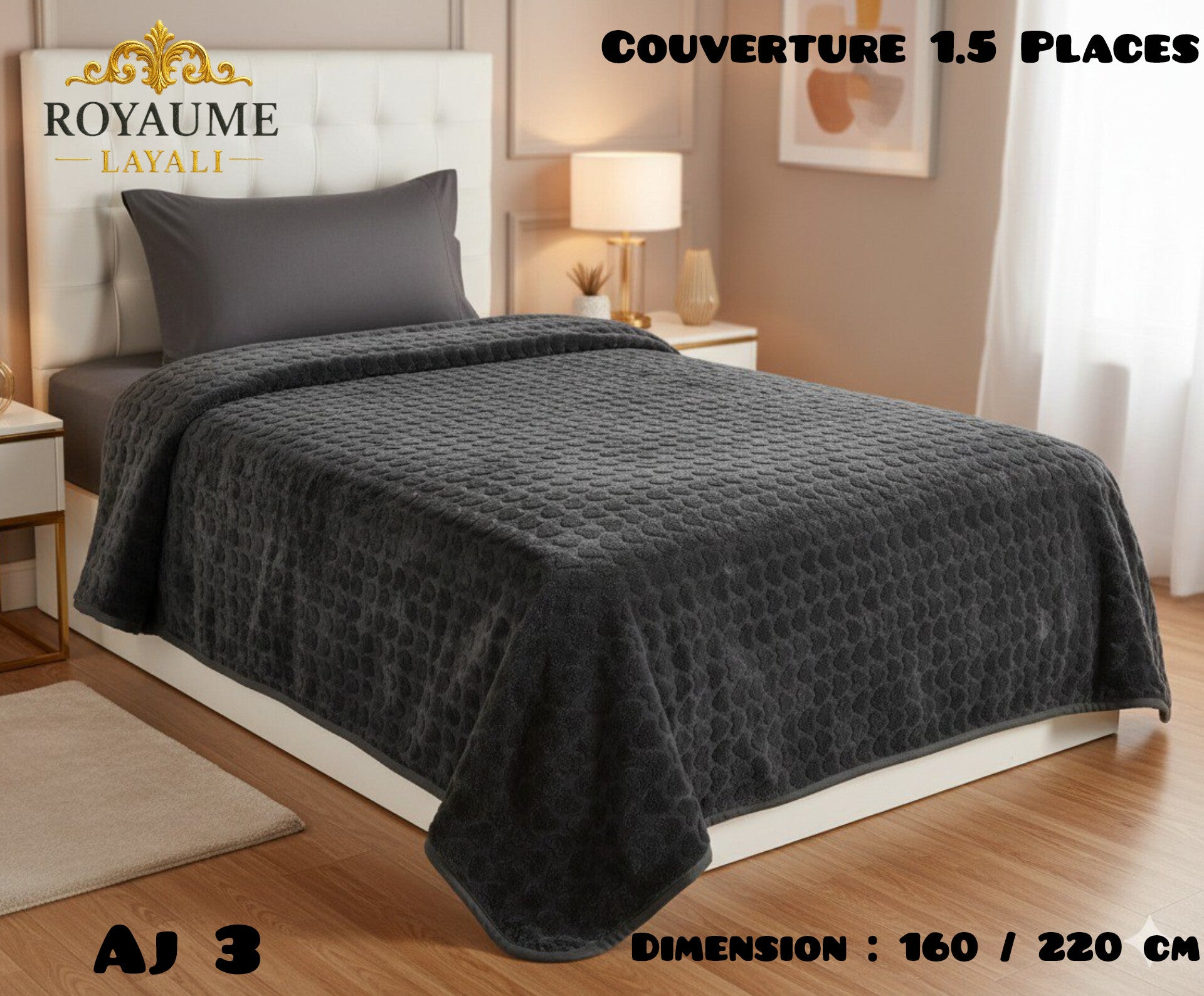 Couverture 1.5 Places uni 160/220cm 3Kg