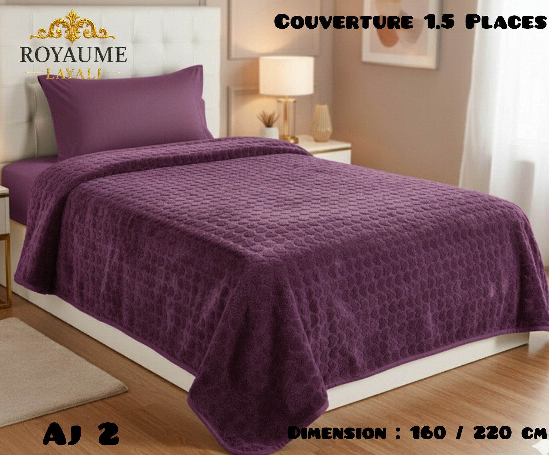 Couverture 1.5 Places uni 160/220cm 3Kg