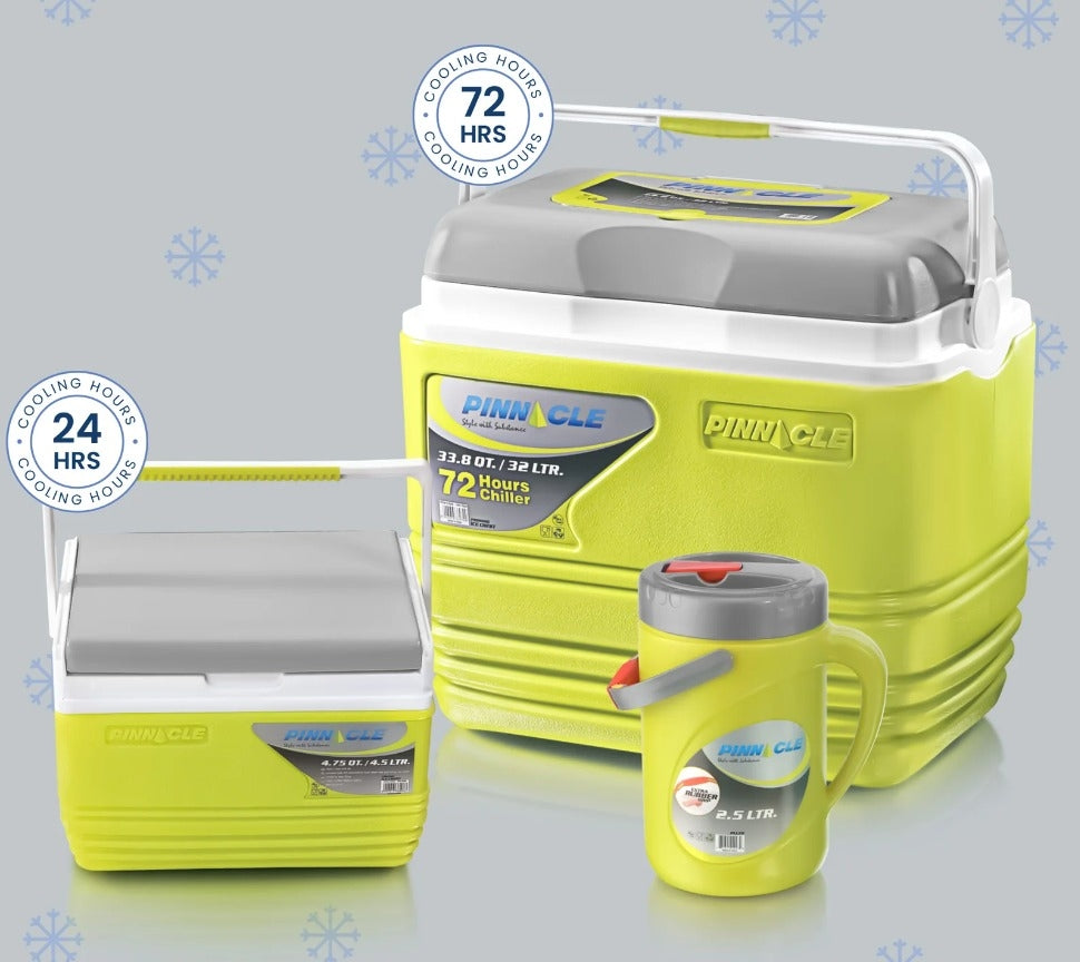 PINNACLE Pack De 3 Glacières Isolées Portables Sans BPA - 32 L / 4.5 L / 2 L